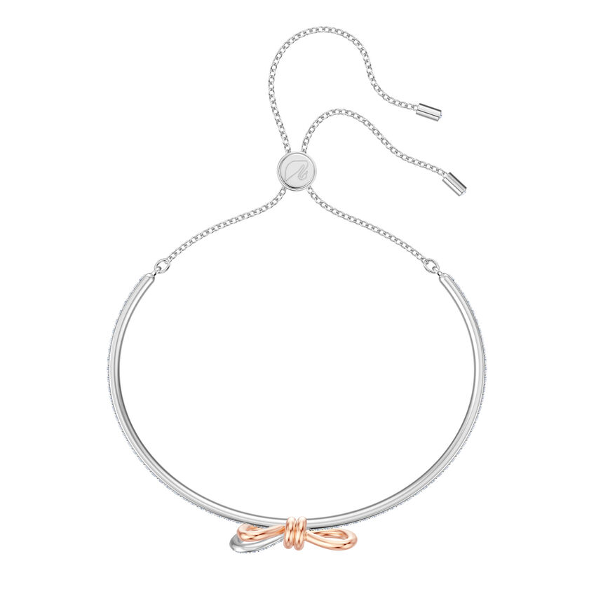swarovski lifelong bow bangle  bow  white  mixed metal finish