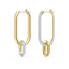 Time Hoop Pierced Earrings, White, Mixed metal finish