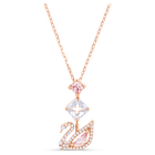 swarovski swan pendant swan pink rose gold tone plated