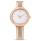 swarovski crystalline bangle watch swiss made metal bracelet beige rose gold tone finish