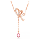 Volta Y pendant, Bow, Pink, Rose gold-tone plated