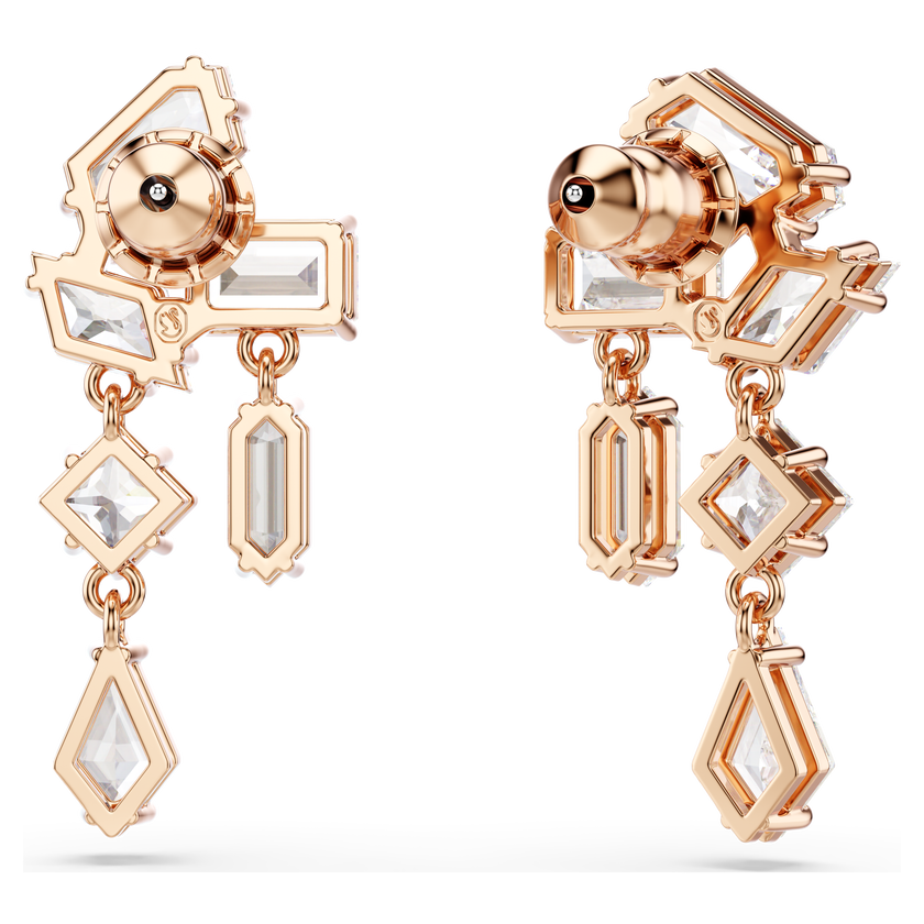 swarovski mesmera drop earrings  mixed cuts  white  rose gold tone plated