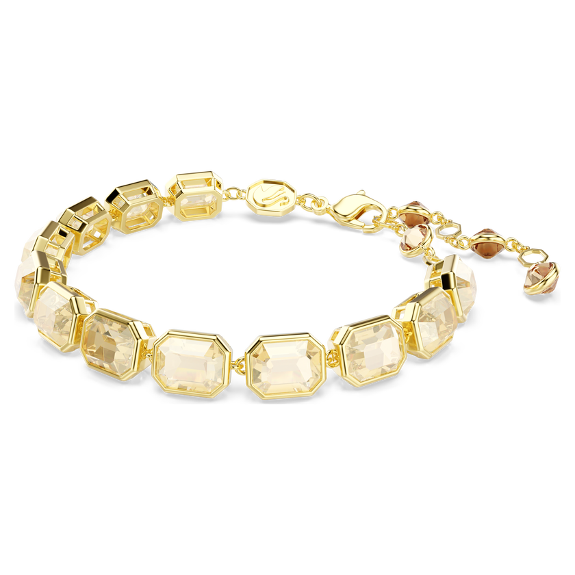 swarovski millenia tennis bracelet  octagon cut  caramel  gold tone plated
