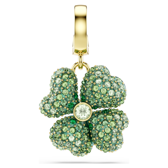 swarovski idyllia charm  clover  green  gold tone plated