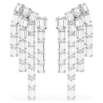 swarovski millenia clip earrings octagon cut chandelier white rhodium plated