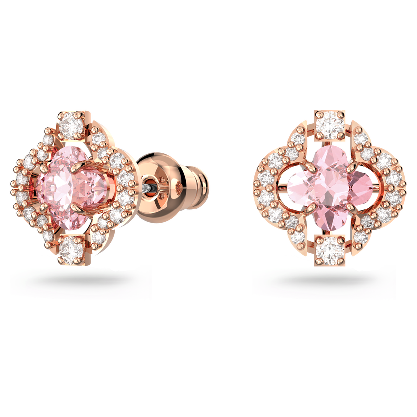 swarovski una set  mixed cuts  clover  pink  rose gold tone plated