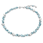 swarovski gema necklace mixed cuts blue rhodium plated