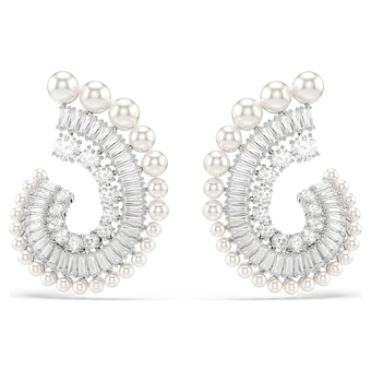 ariana grande x swarovski drop earrings crystal pearl mixed cuts white rhodium plated