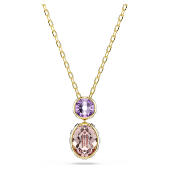 swarovski chroma pendant  mixed cuts  multicolored  gold tone plated