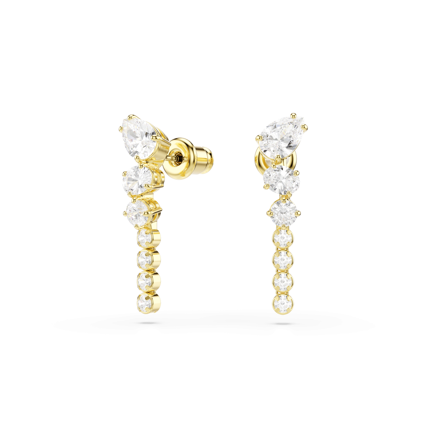 swarovski mesmera drop earrings  mixed cuts  white  18k gold finish