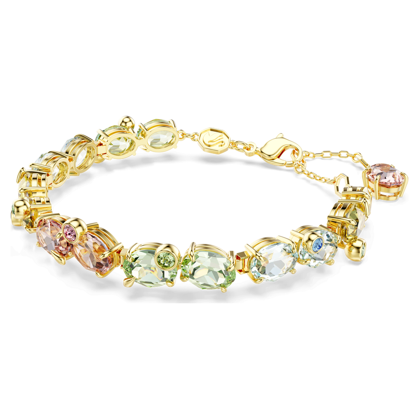 swarovski gema tennis bracelet  mixed cuts  multicolored  gold tone plated