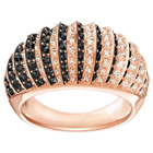 Luxury Domed Ring, Black, Rose-gold tone plated
