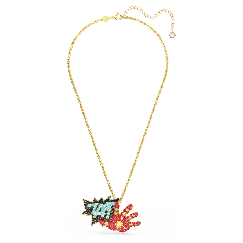 swarovski iron man pendant  multicolored  gold tone plated