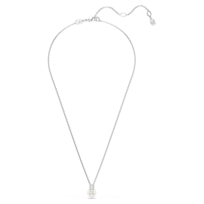 swarovski matrix pendant  crystal pearl  round cut  white  rhodium plated