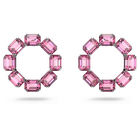 swarovski millenia hoop earrings octagon cut pink rhodium plated