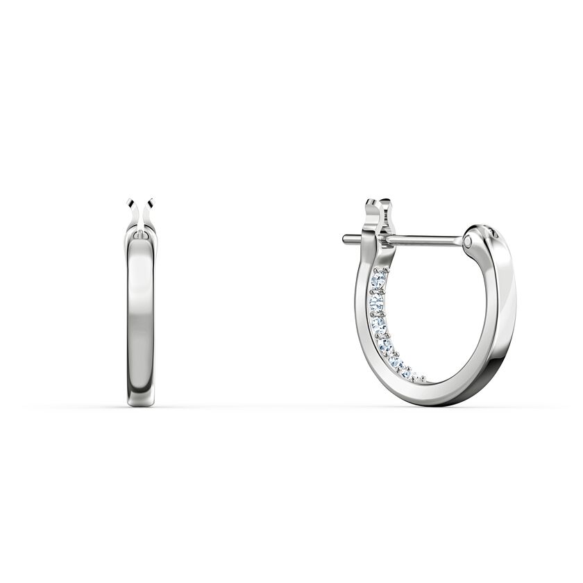 Swarovski Infinity Pierced Earrings, White, Rhodium plated