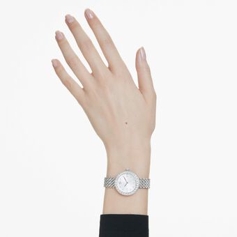 swarovski certa watch  swiss made  metal bracelet  silver tone  stainless steel