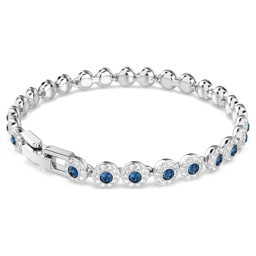 swarovski una angelic tennis bracelet  round cut  blue  rhodium plated