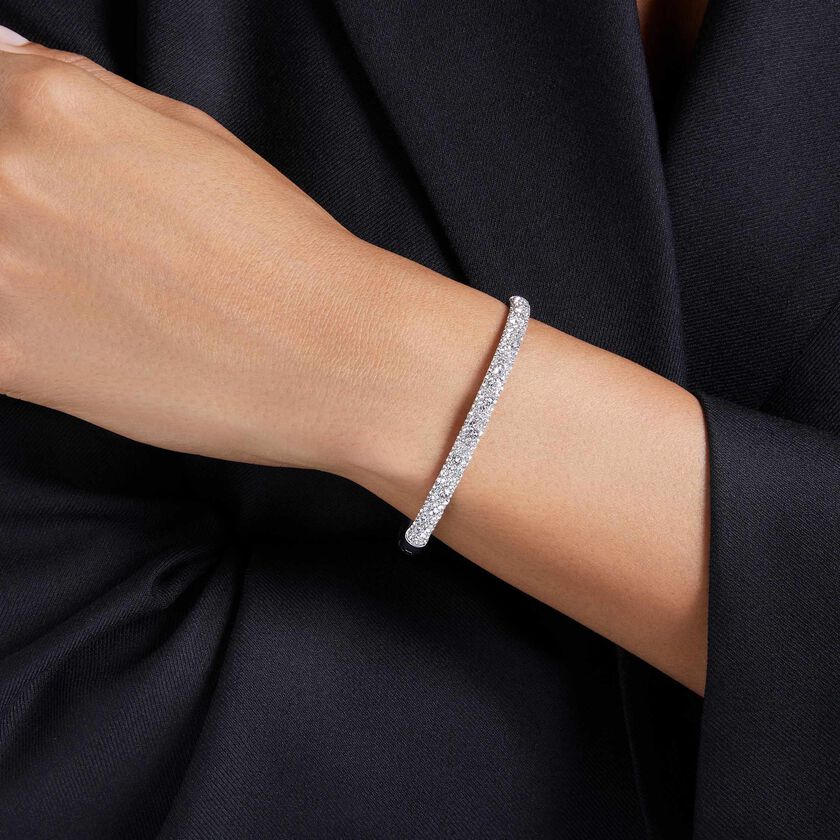 swarovski sublima bangle  snow pav   white  rhodium plated