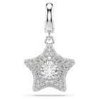 swarovski sublima charm  round cut  star  white  rhodium plated