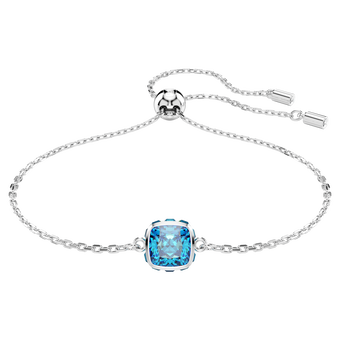 swarovski birthstone bracelet square cut december blue rhodium plated