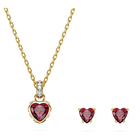 swarovski chroma set heart red gold tone plated