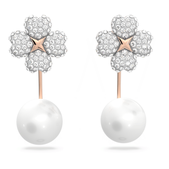 swarovski latisha earring jackets flower white rose gold tone plated