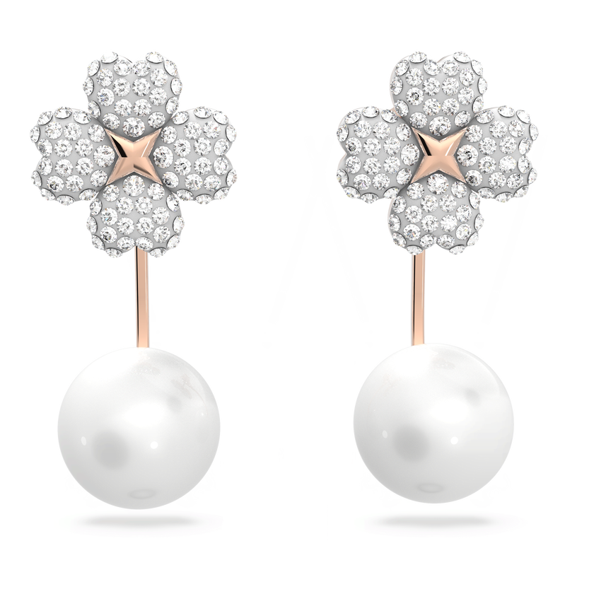swarovski latisha earring jackets  flower  white  18k rose gold finish