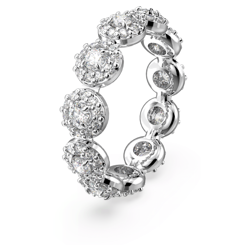 swarovski una ring  round cut  pav   white  rhodium plated