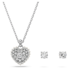 swarovski hyperbola set crystal pearl heart white rhodium plated