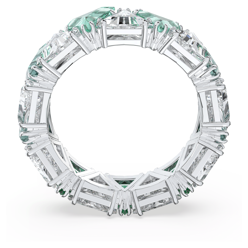 swarovski matrix cocktail ring  triangle cut  green  rhodium plated
