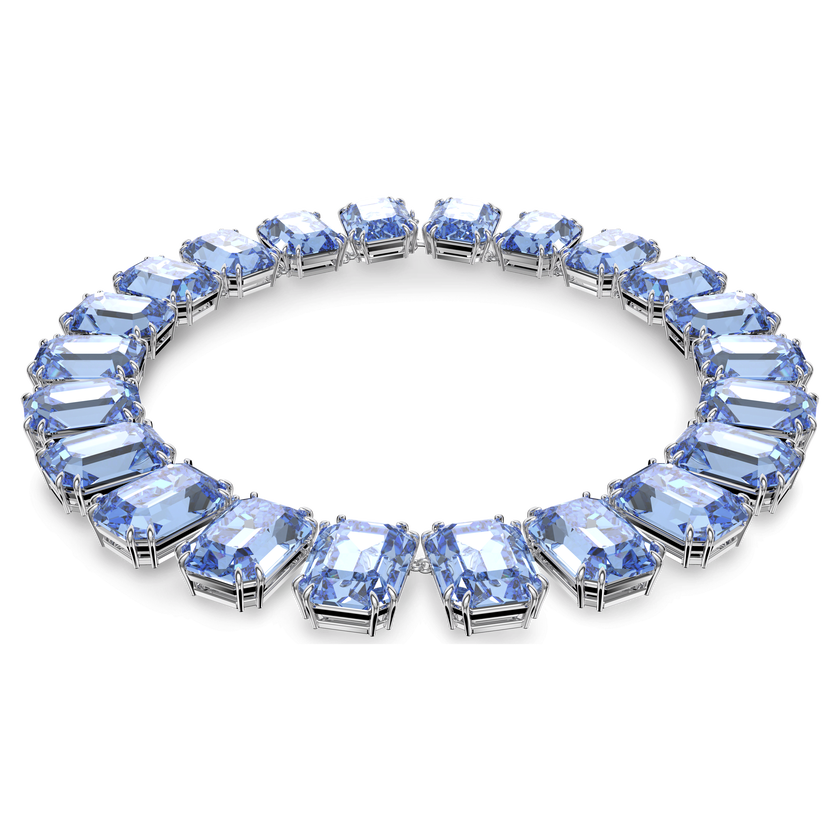 swarovski millenia necklace  octagon cut crystals  blue  rhodium plated