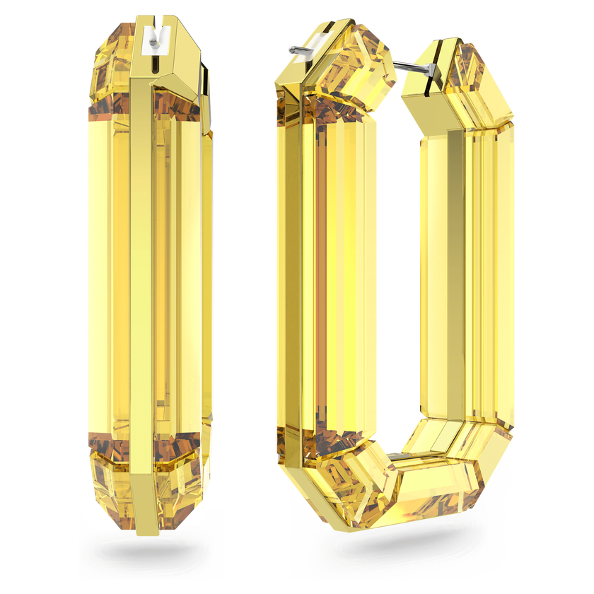 swarovski lucent hoop earrings  statement  octagon shape  yellow