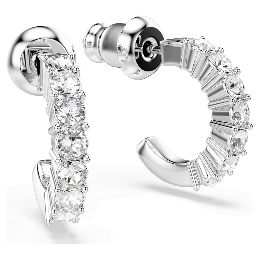 swarovski mini hoop earrings  round cut  white  rhodium plated