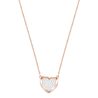 Hall Heart Pendant, White, Rose-gold tone plated