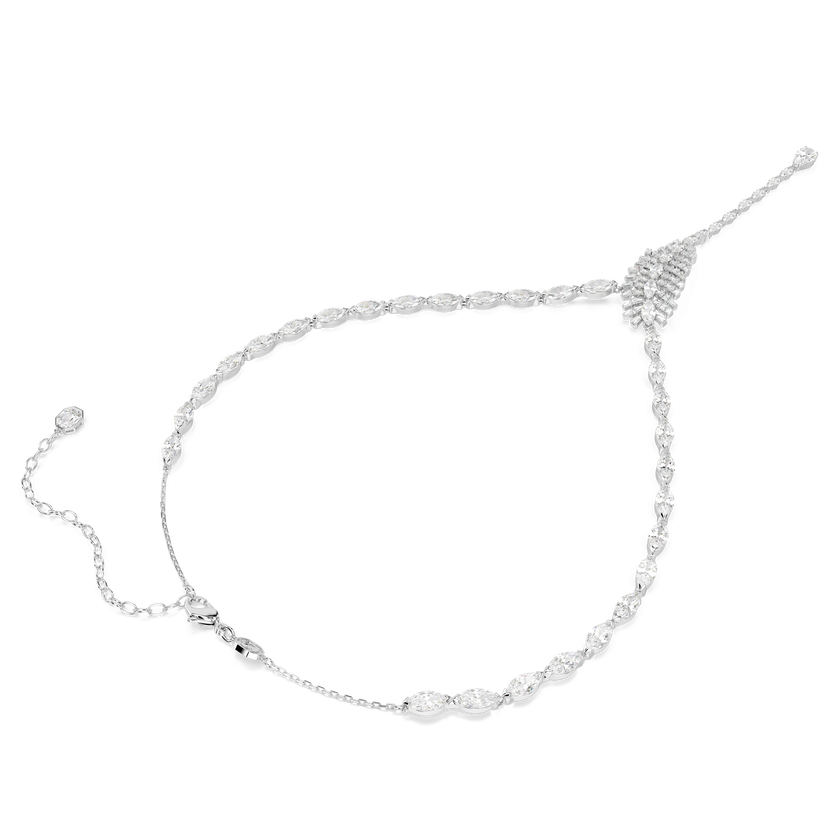 swarovski vienna y necklace  mixed cuts  feather  white  rhodium plated