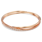 Twist bracelet, White, Rose gold-tone plated