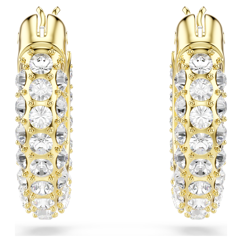 swarovski dextera hoop earrings  pav   mini  white  18k gold finish