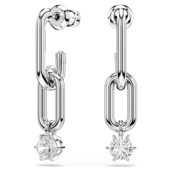 swarovski constella drop earrings crystal pearl round cut white rhodium plated