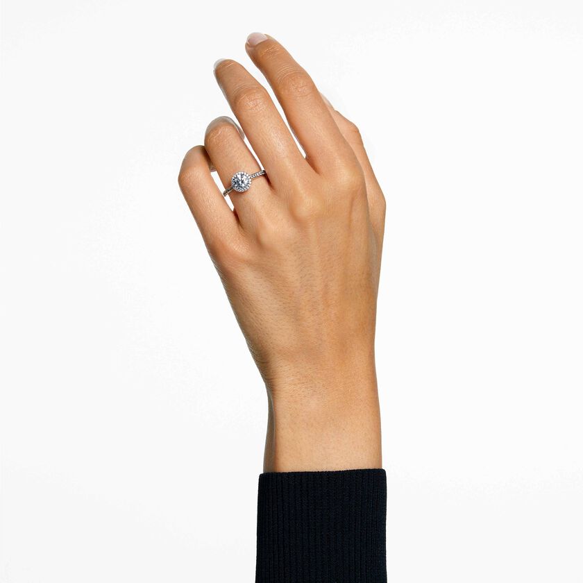 swarovski una angelic cocktail ring  round cut  pav   white  rhodium plated