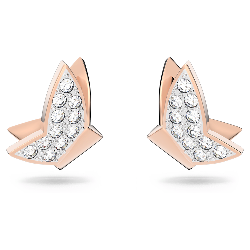 swarovski idyllia lilia stud earrings  butterfly  white  18k rose gold finish