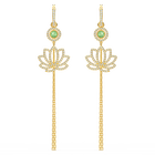 Swarovski Symbolic Lotus Pierced Earrings, Green, Gold-tone plated