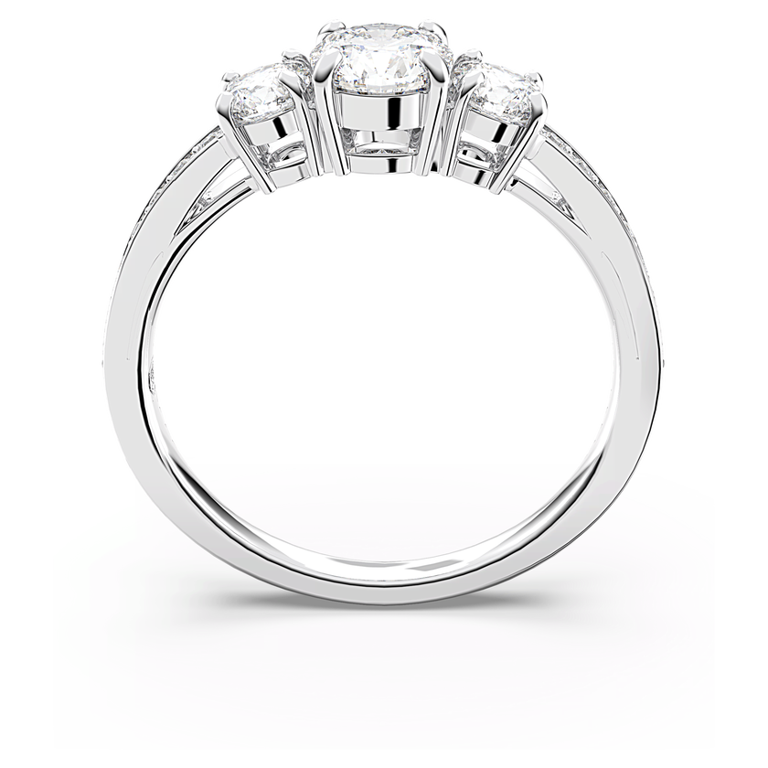swarovski stilla attract ring  round cut  white  silver tone finish