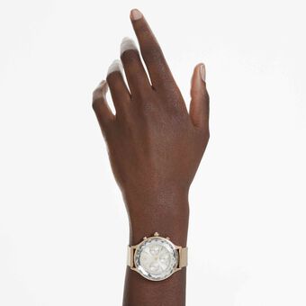 swarovski nova chrono watch  swiss made  metal bracelet  gold tone  champagne gold tone finish