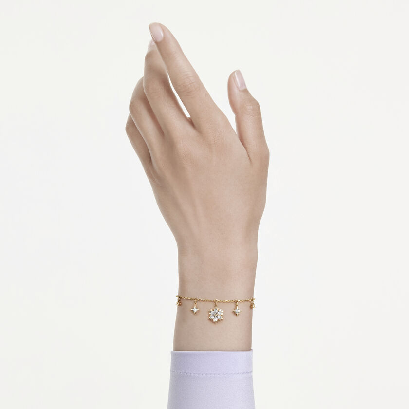 swarovski magic bracelet  mixed cuts  snowflake  white  18k gold finish