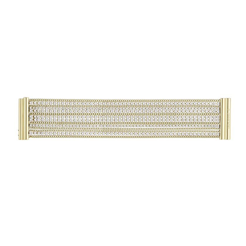 Fit Wide Bracelet, White, Gold-tone plated