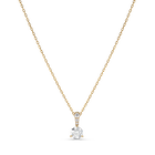 Solitaire Pendant, White, Gold-tone plated