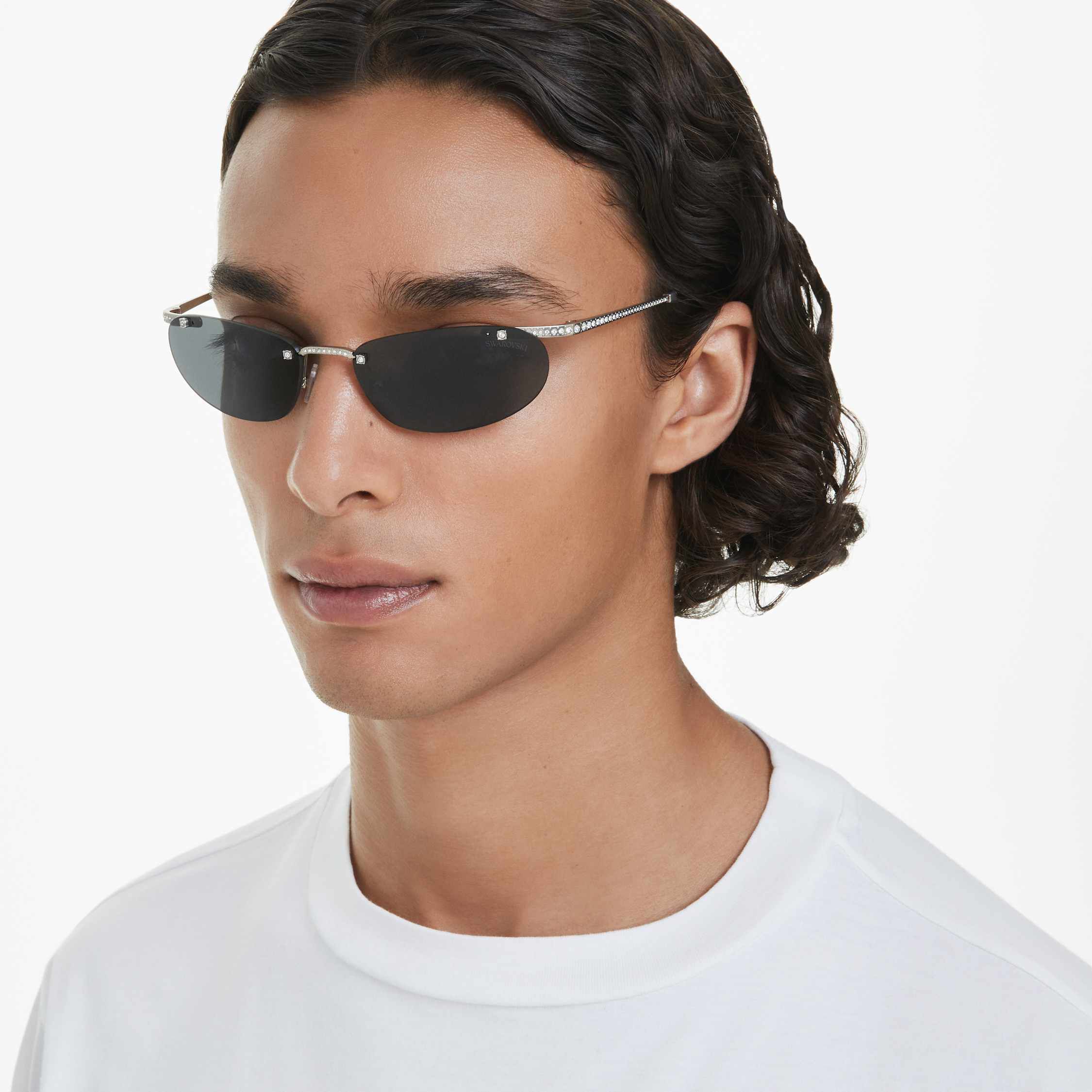 swarovski sunglasses  oval shape  black