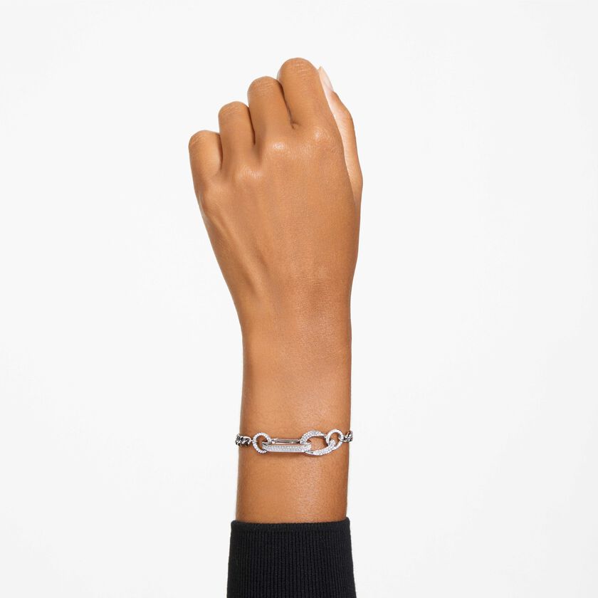 swarovski dextera bracelet  pav   mixed links  white  rhodium plated