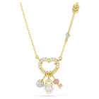swarovski idyllia pendant  mixed cuts  heart  key  pink  gold tone plated